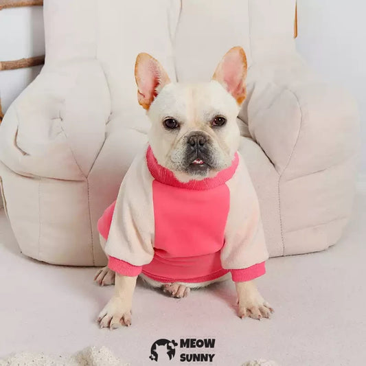French Bulldog Winter Clothes Pink Plush Small Dog Autumn and Winter Warm Clothes