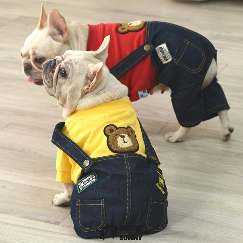 French Bulldog clothes, overalls, denim jacket