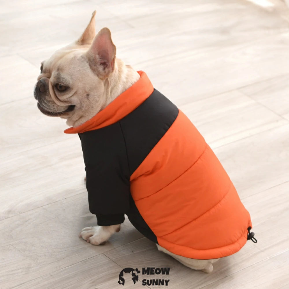 French Bulldog clothes for warmth in winter, down jacket for both paws