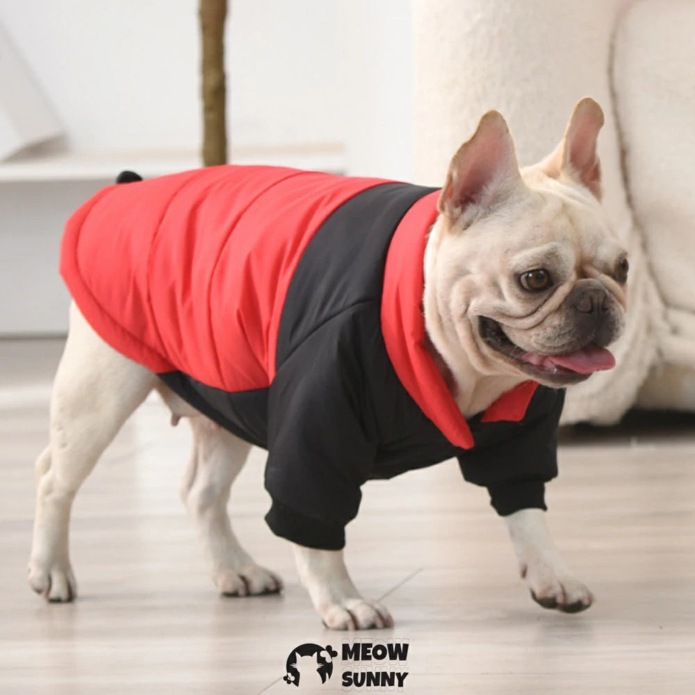 French Bulldog clothes for warmth in winter, down jacket for both paws