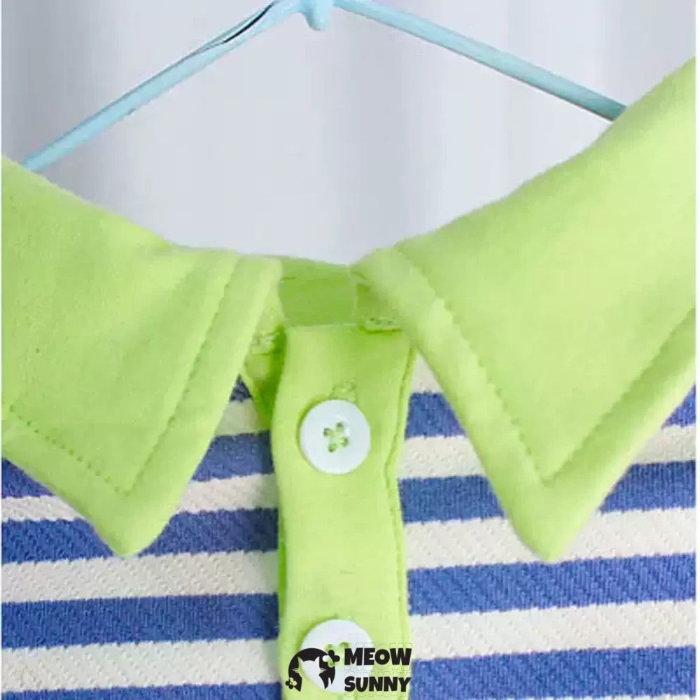 French Bulldog cool clothes striped polo shirt