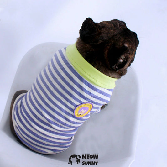 French Bulldog cool clothes striped polo shirt