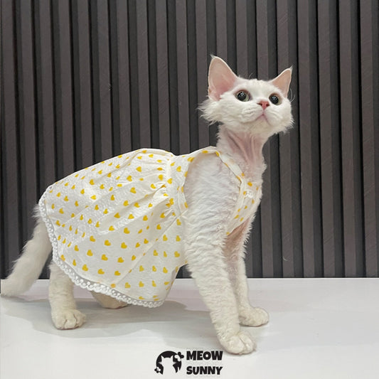 Sphynx Hairless Cat Clothes - Breathable Spring Autumn Cotton Dress