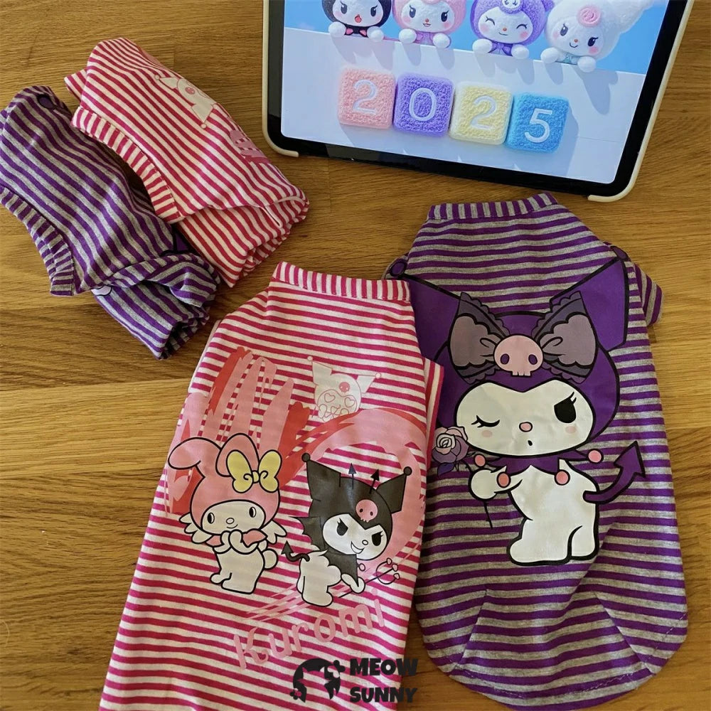 Hairless Cat Clothes Cotton T-shirt Cartoon Striped Bottoming Shirt