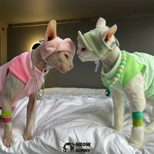 Hairless Cat Cool solid color clothes for hairless cats in summer
