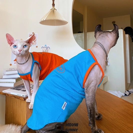 Hairless Cat Summer Contrast Color Cotton Breathable Vest