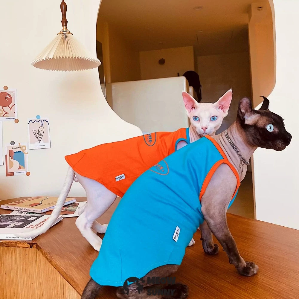 Hairless Cat Summer Contrast Color Cotton Breathable Vest