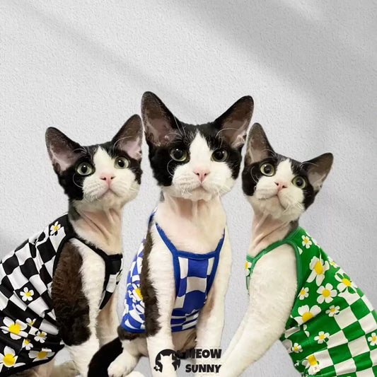 Hairless Cat Vest Sphinx Summer Thin Cotton Printed Suspenders