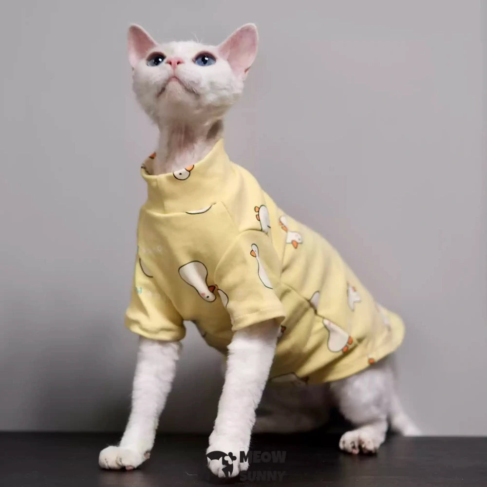 Hairless cat-themed clothes, pure cotton, stretchy, breathable, long-sleeved cute sweatshirt