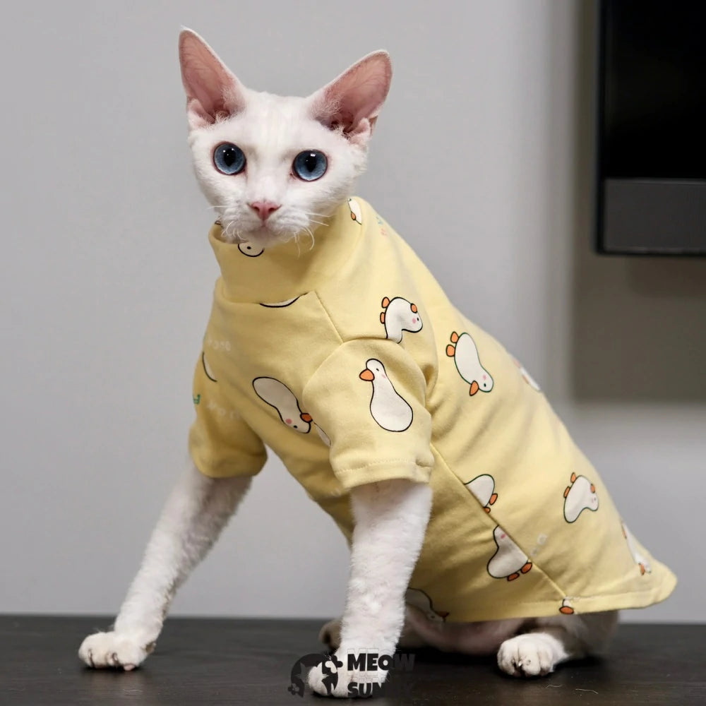 Hairless cat-themed clothes, pure cotton, stretchy, breathable, long-sleeved cute sweatshirt