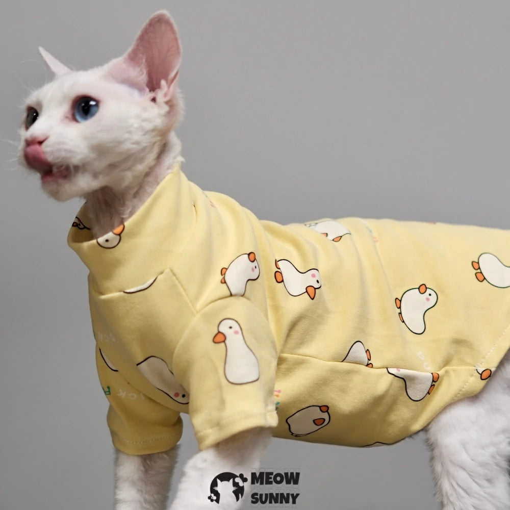 Hairless cat-themed clothes, pure cotton, stretchy, breathable, long-sleeved cute sweatshirt