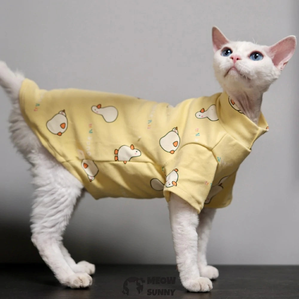 Hairless cat-themed clothes, pure cotton, stretchy, breathable, long-sleeved cute sweatshirt