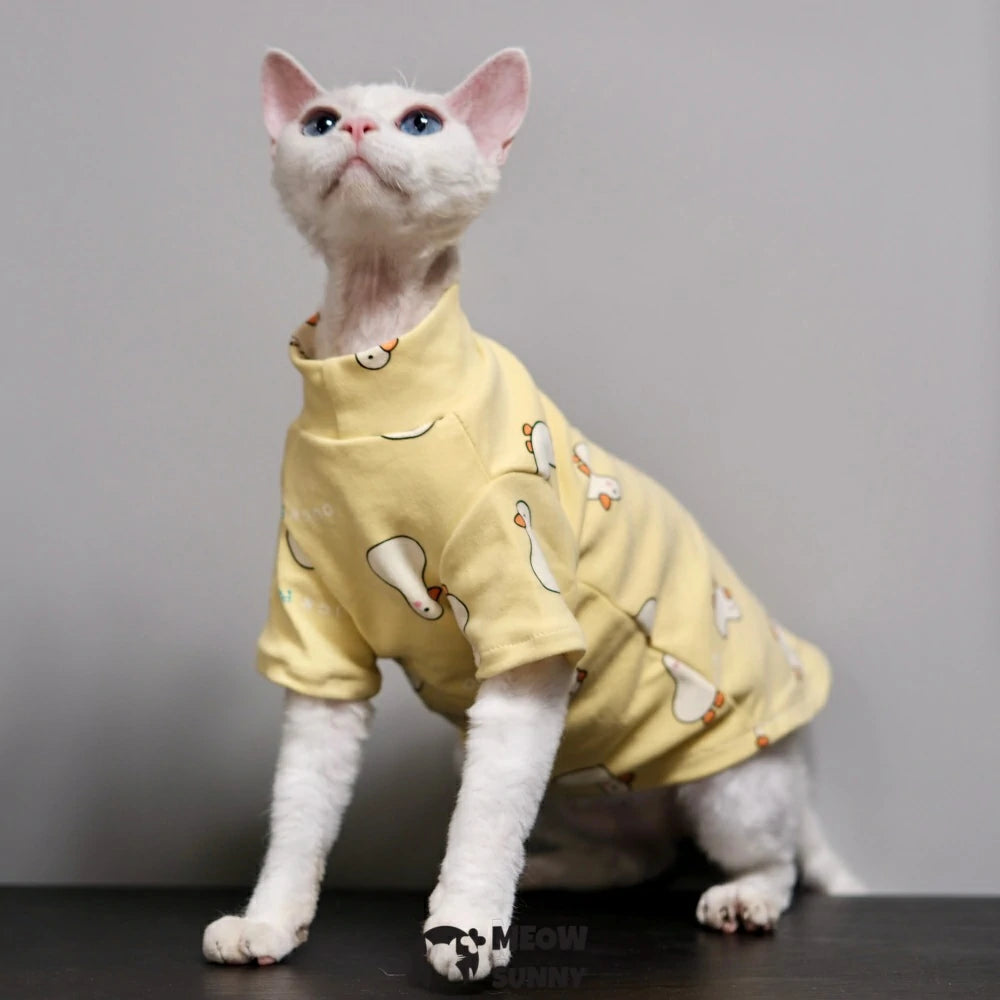 Hairless cat-themed clothes, pure cotton, stretchy, breathable, long-sleeved cute sweatshirt