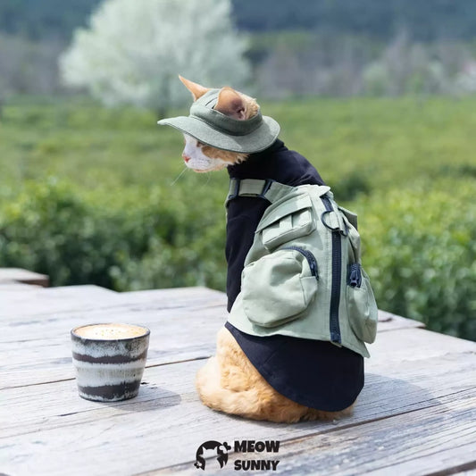 Hairless cat Breathable summer outdoor functional Green vest