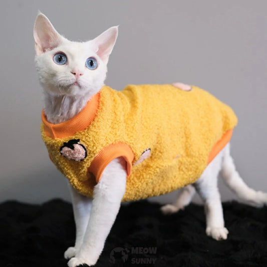 Hairless cat autumn and winter warm clothes for babies with embroidery