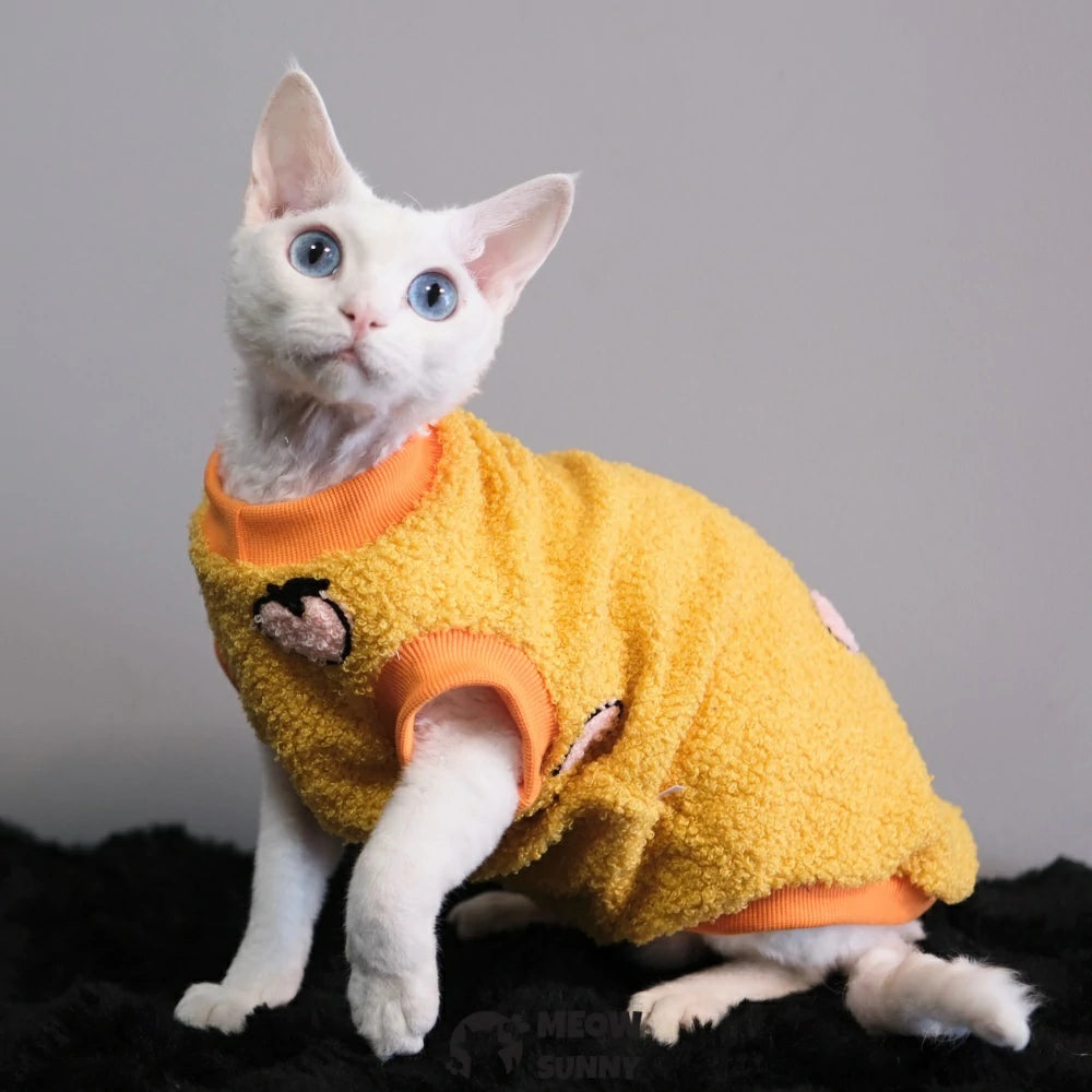 Hairless cat autumn and winter warm clothes for babies with embroidery