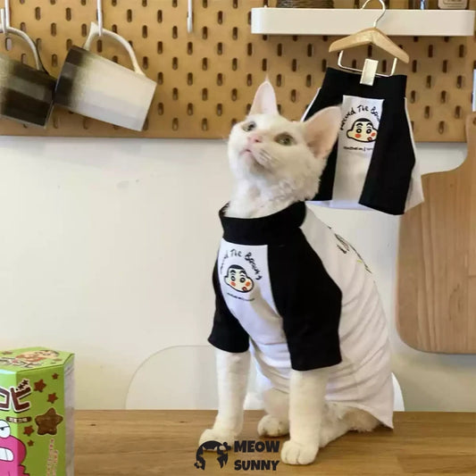 Hairless cat clothes Korean style pure cotton cartoon head T-shirt bottoming shirt