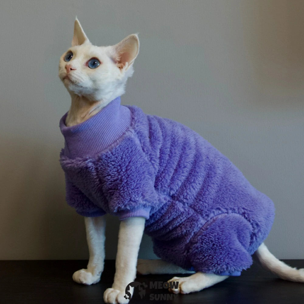 Hairless cat clothes, solid color, thickened, belly protector, four-legged warmer