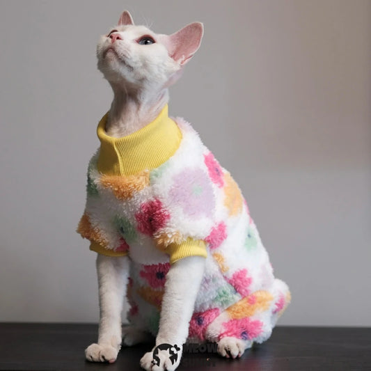 Hairless cat clothes, spotted, thick, belly-protecting, four-legged warmer