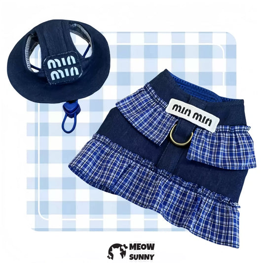 Hairless Cat Clothes, Spring and Autumn Denim Dress Sphynx Cat Clothes, Blue