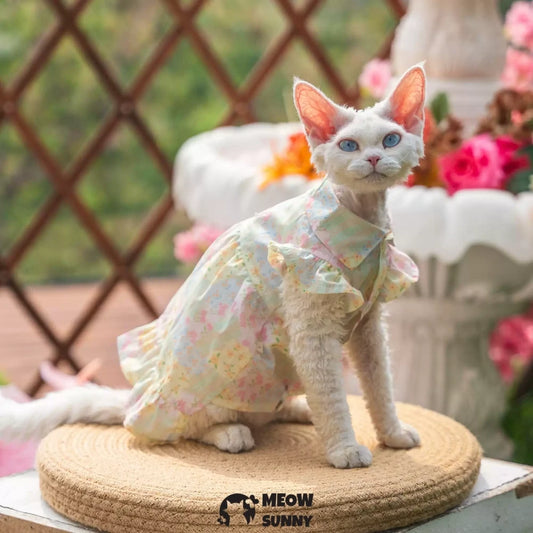 Hairless cat floral dress is comfortable and breathable