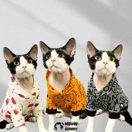 Hairless cat sphinx sweatshirt with hood to keep warm