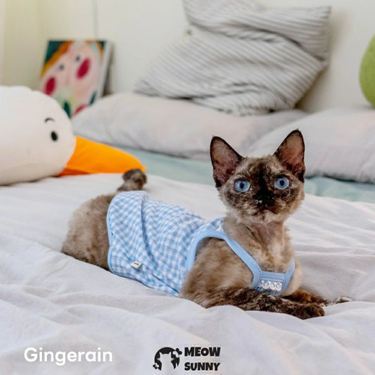 Hairless cat summer candy plaid tank top comfortable and breathable