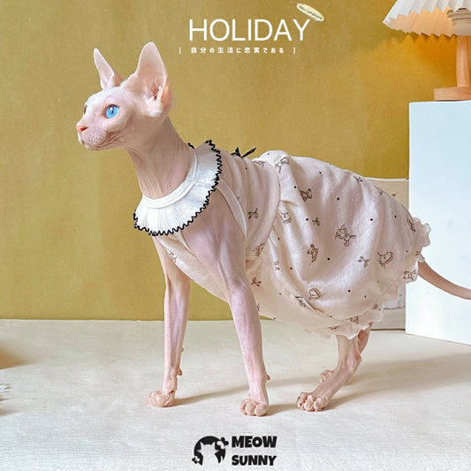 Hairless cat summer light cool sleeveless cute pajamas dress