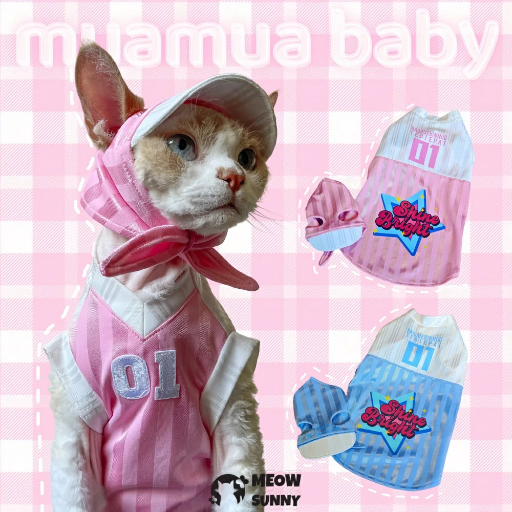 Hairless cat summer super soft tennis clothes with hat