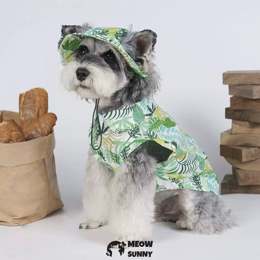 Hawaiian Shirt Summer Thin Dog Comfortable Fashion T-Shirt White Green
