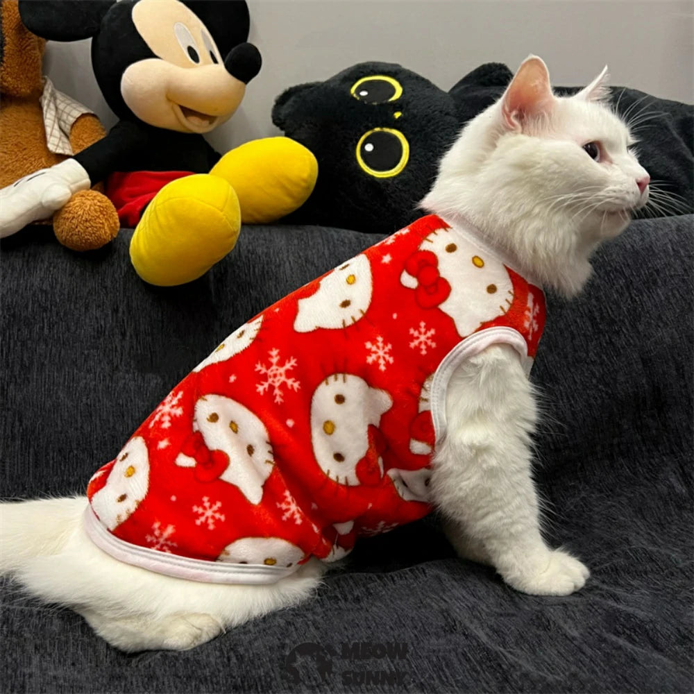 Hello Kitty Clothes Winter Cute Flannel Vest