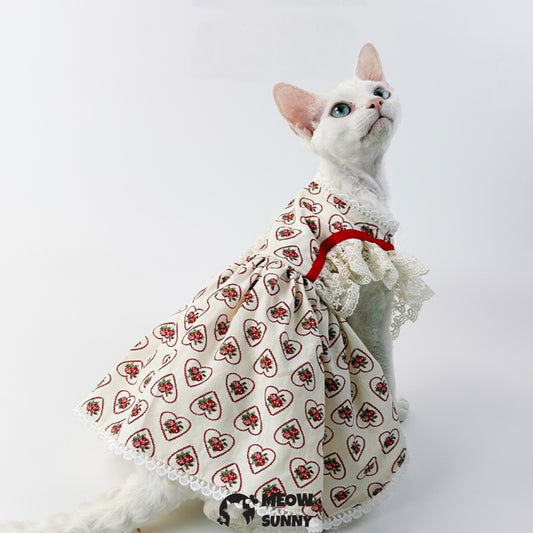 Sweet Heart Strawberry Cat and Dog Princess Dress