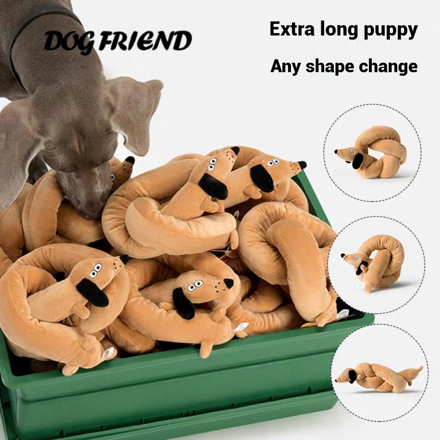 Skinny Dachshund Tough Squeaky Dog Chew Toy, Large