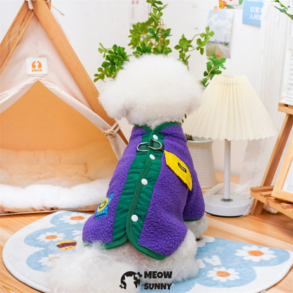 Leashable dog clothes, Bichon Frise/Teddy Bear lamb wool two-legged suit