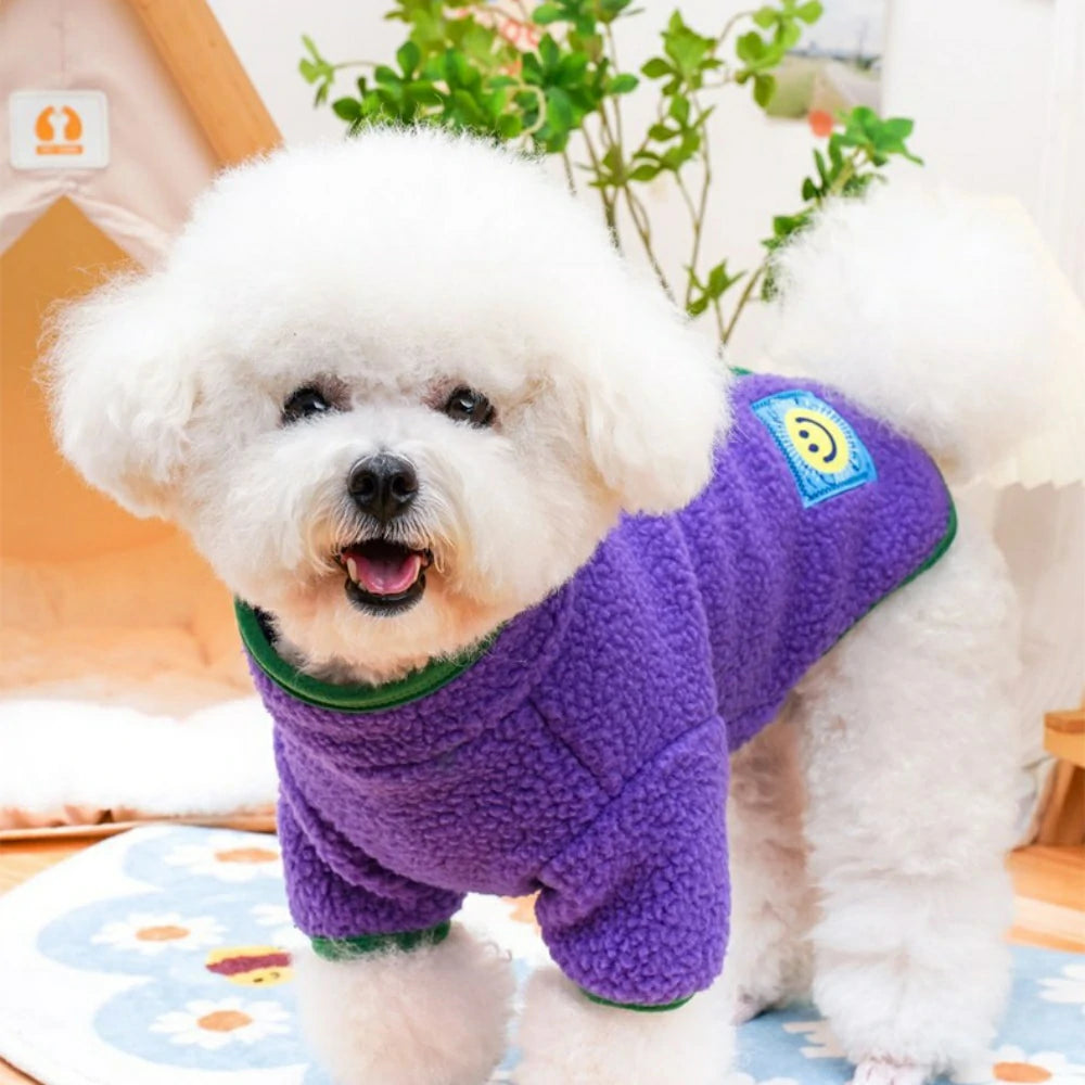 Leashable dog clothes, Bichon Frise/Teddy Bear lamb wool two-legged suit