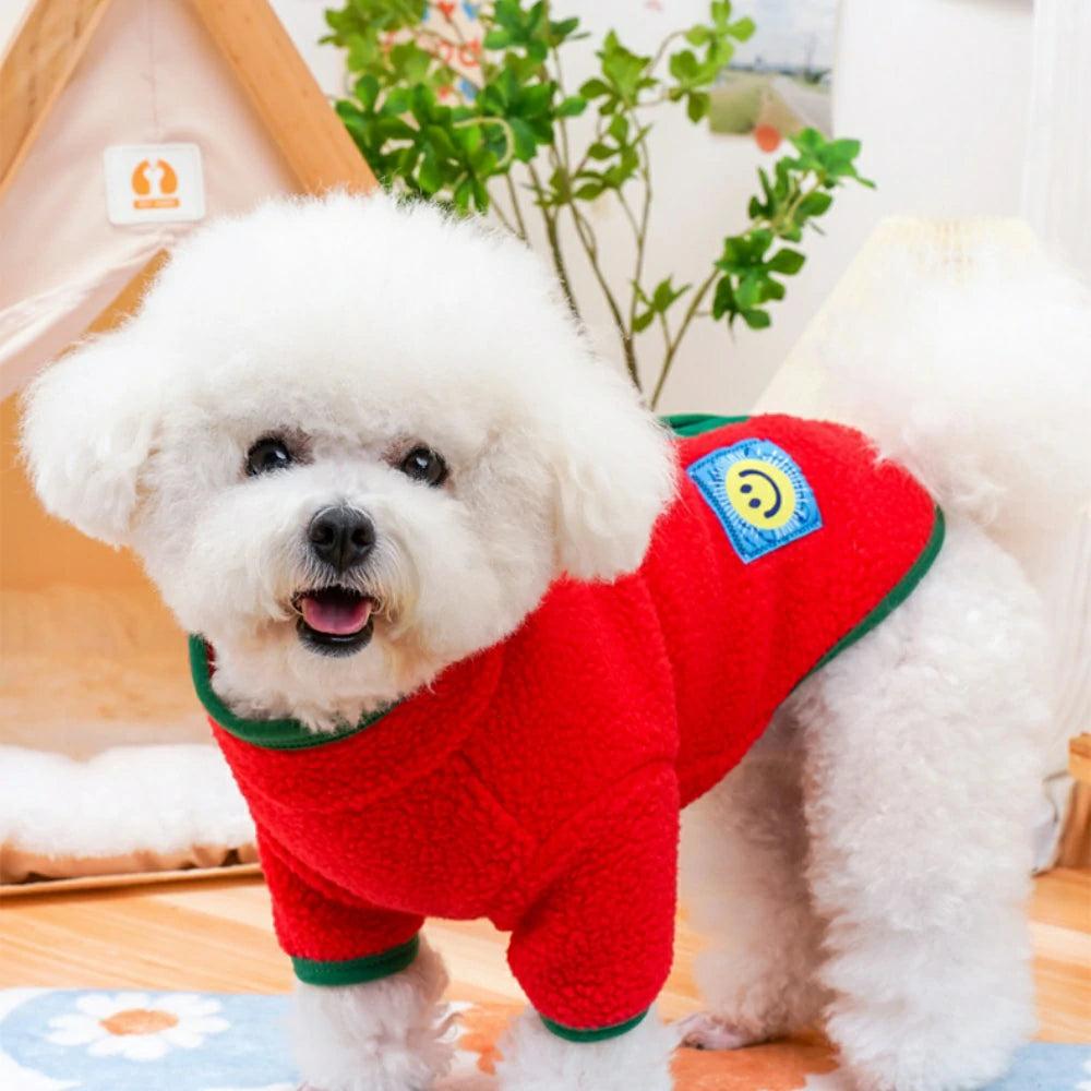 Leashable dog clothes, Bichon Frise/Teddy Bear lamb wool two-legged suit