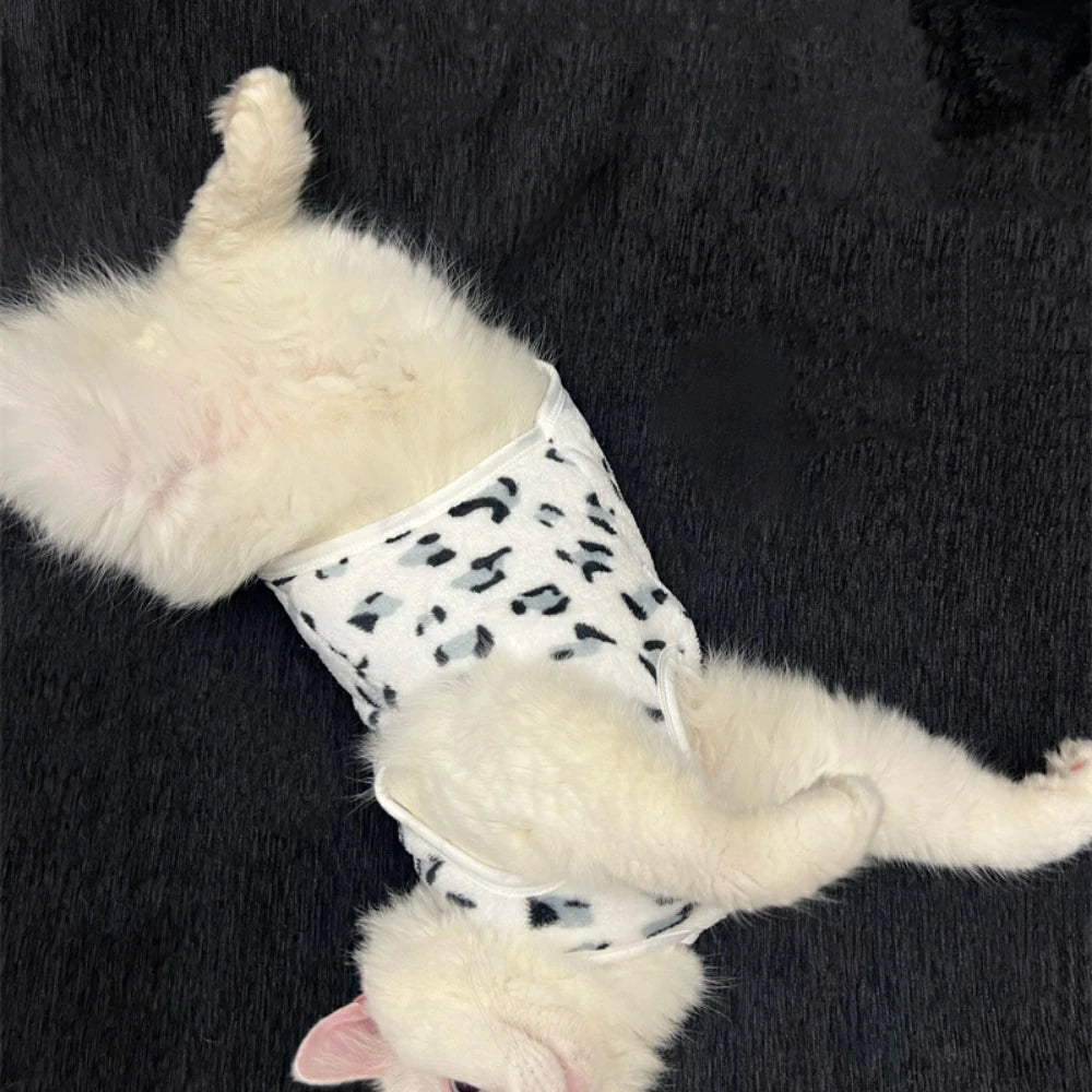 Leopard print cat clothes flannel thick cute vest anti-shedding