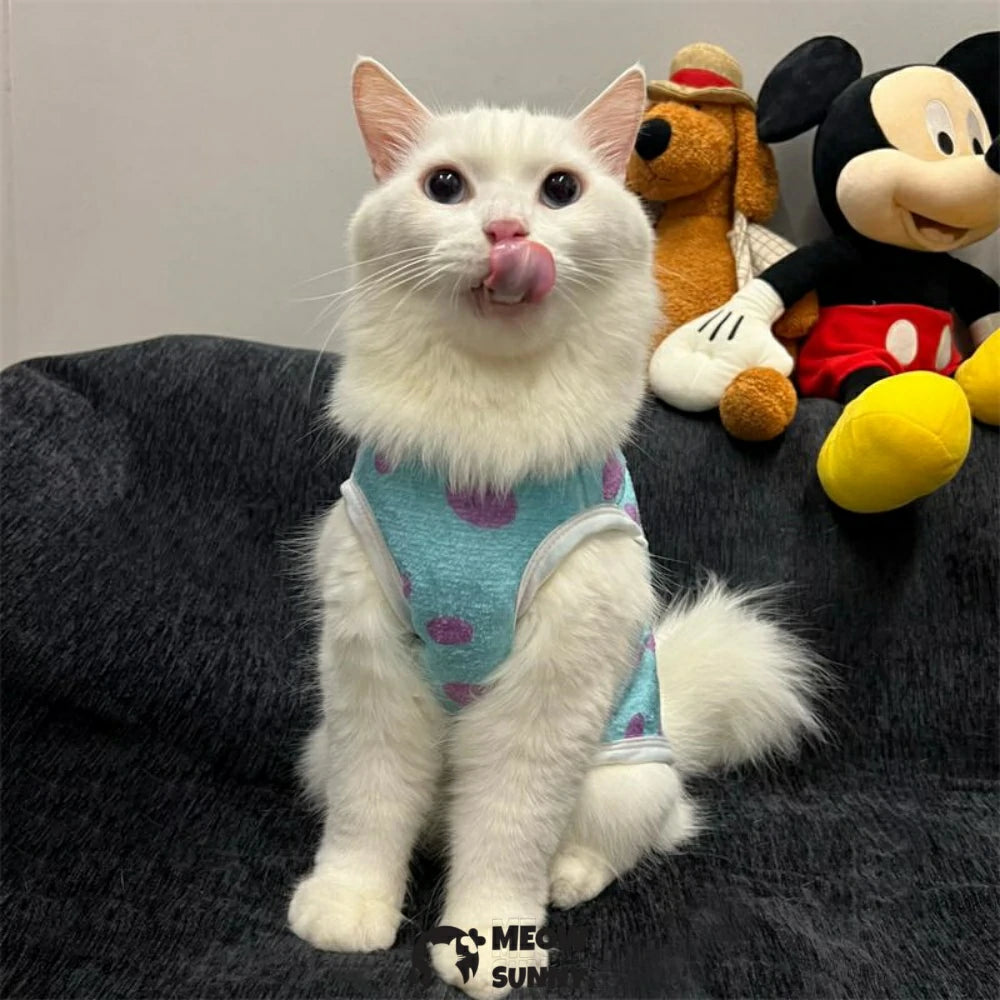 Little Monster Polka Dot Cat Clothes Winter Thickened Flannel Vest