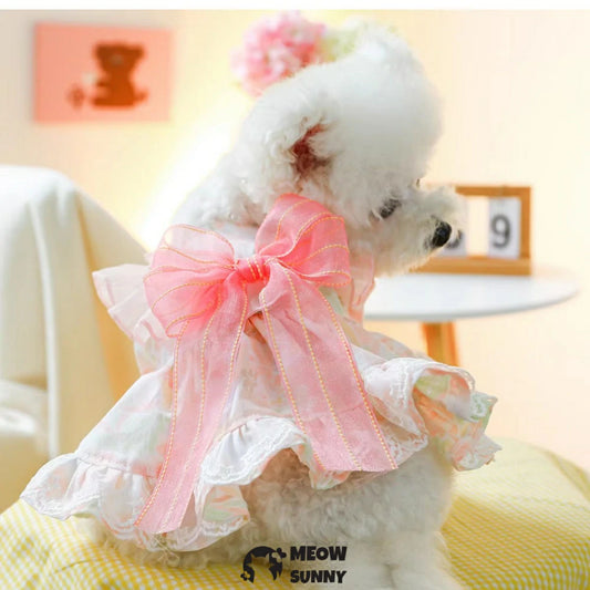 Midsummer flower skirt pet clothes dog pastoral floral princess skirt