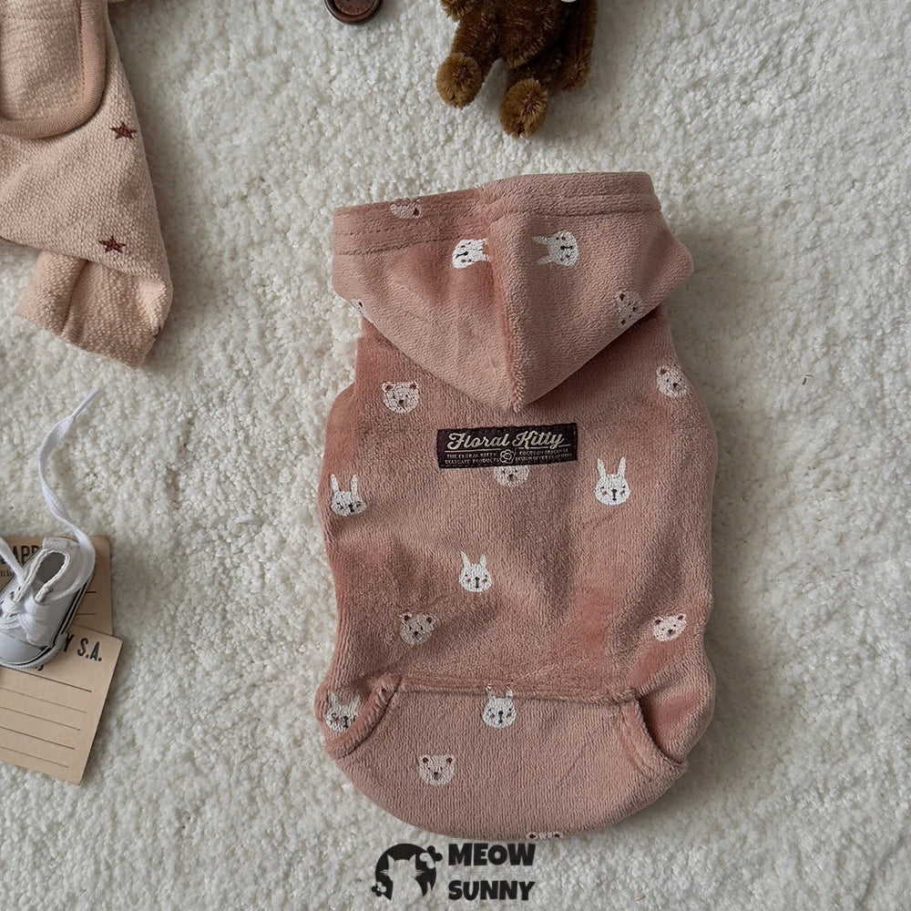 New Spring Style Pure Cotton Velvet Bunny Hoodie for Dogs