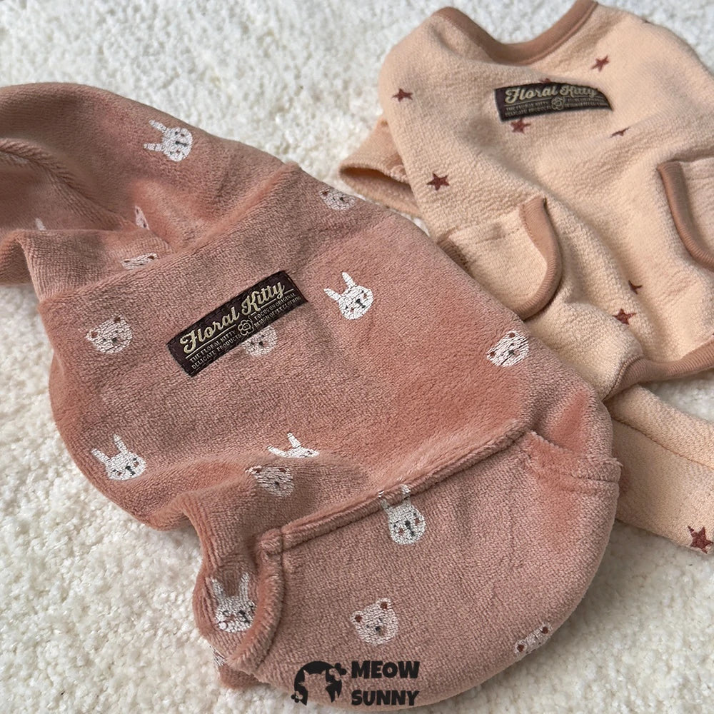 New Spring Style Pure Cotton Velvet Bunny Hoodie for Dogs