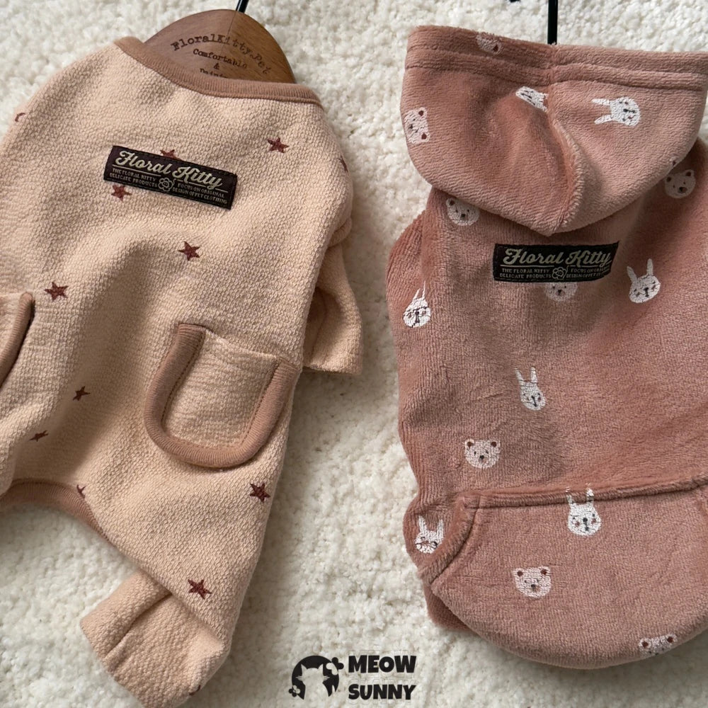 New Spring Style Pure Cotton Velvet Bunny Hoodie for Dogs