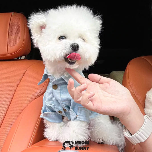 New dog clothes denim vest puppy casual traction trendy brand sweatshirt