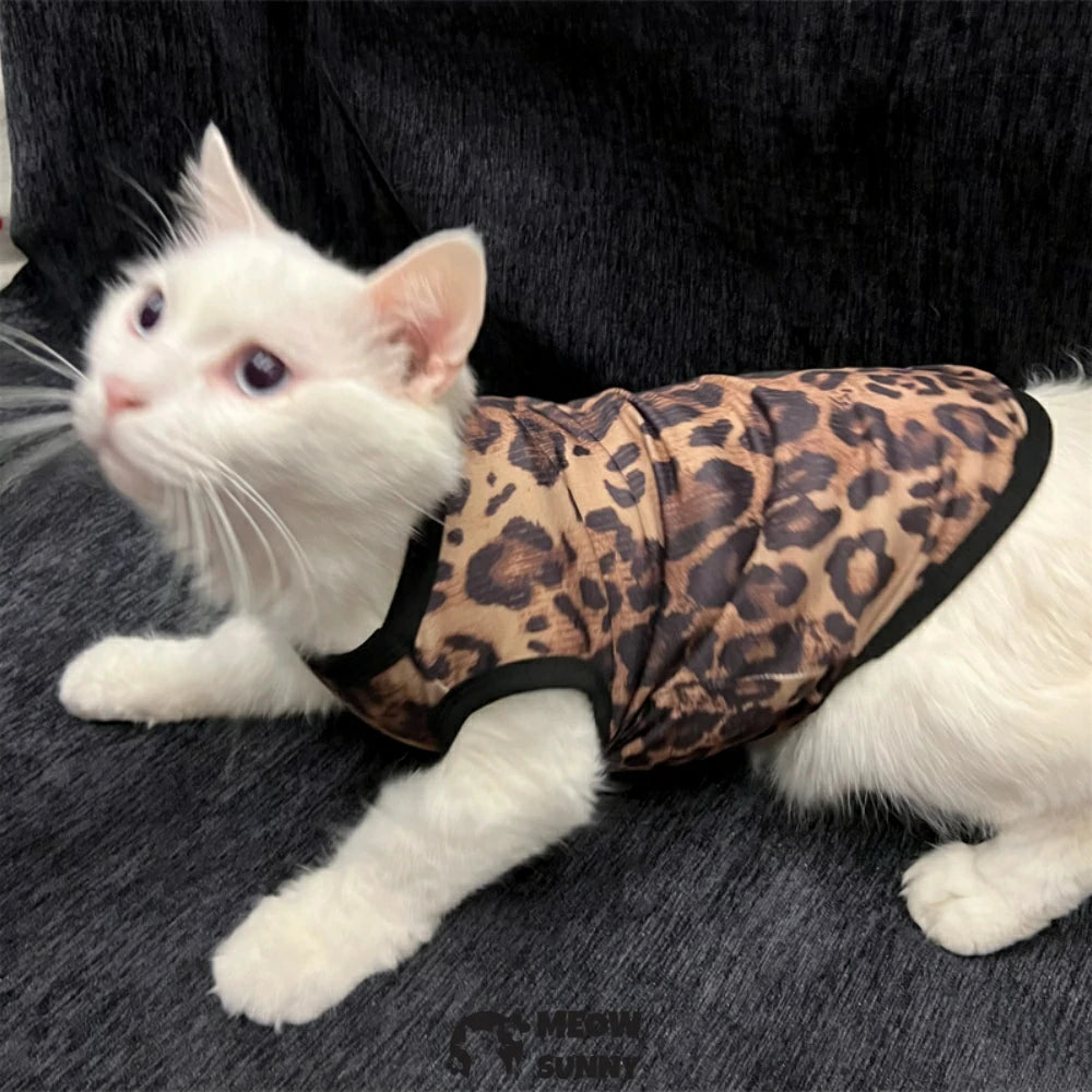 New style sleeveless cat clothes with leopard print