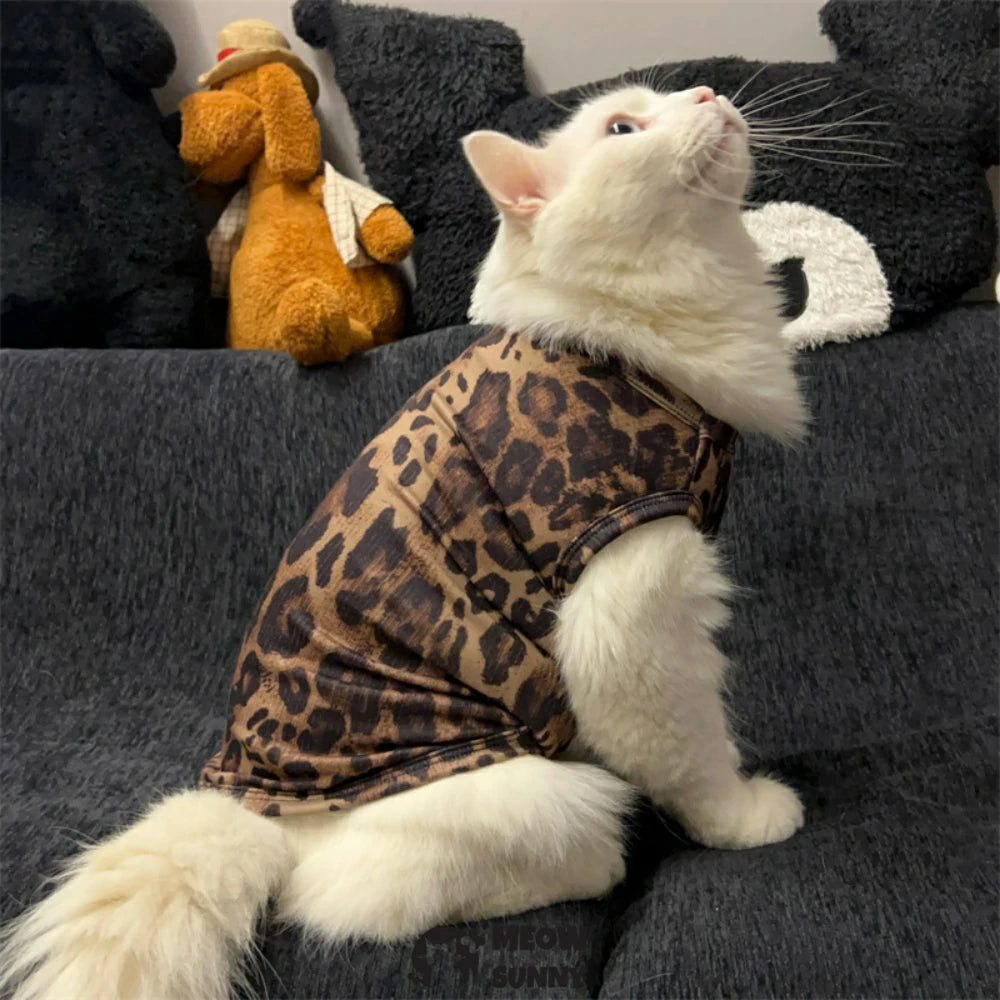 New style sleeveless cat clothes with leopard print