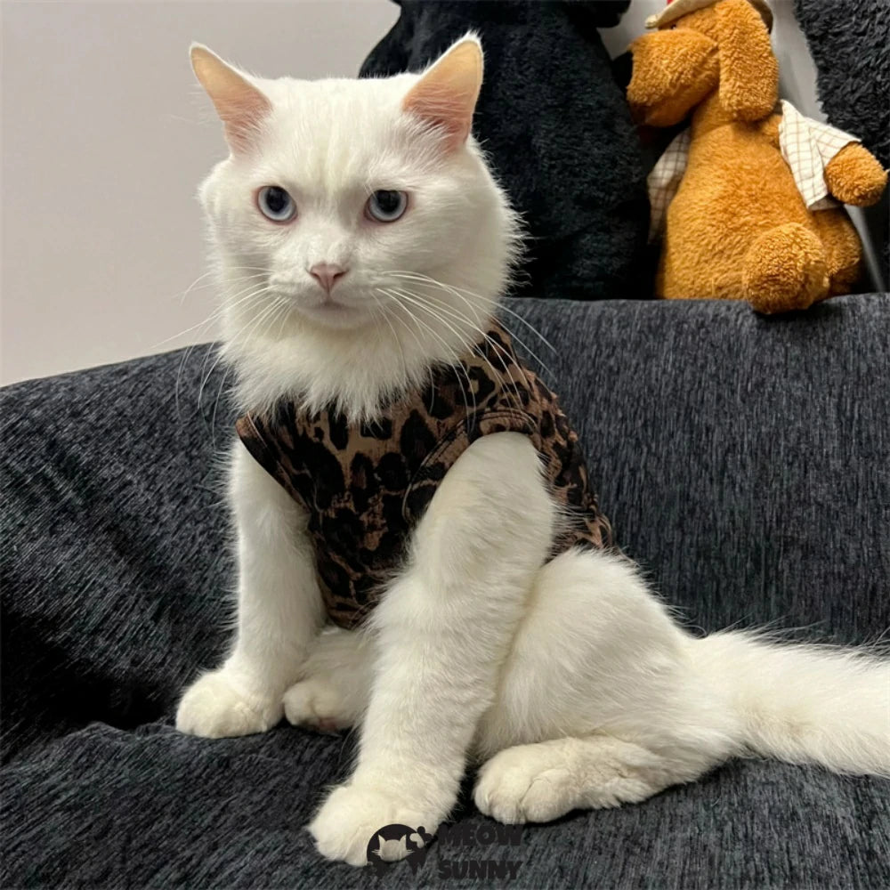 New style sleeveless cat clothes with leopard print