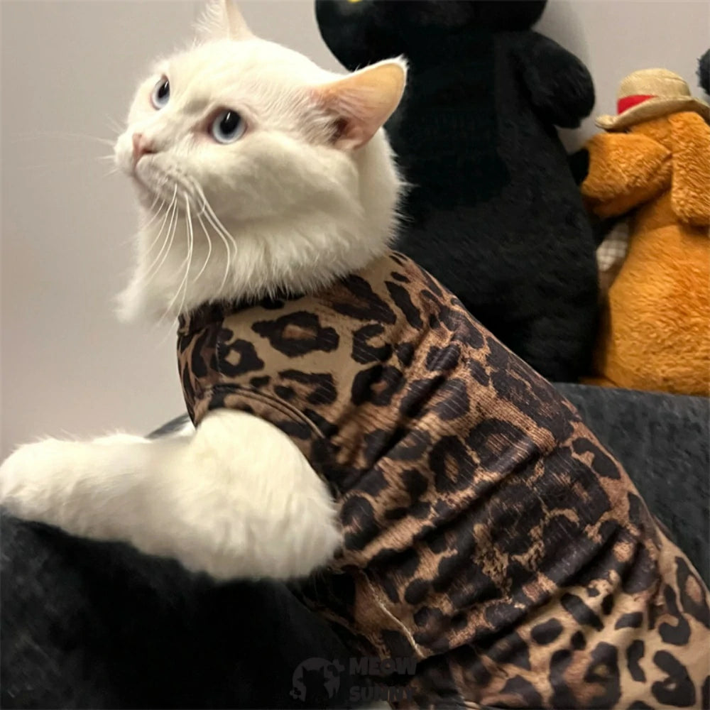 New style sleeveless cat clothes with leopard print