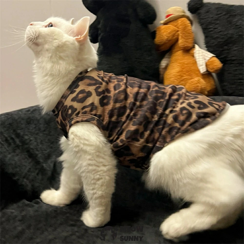New style sleeveless cat clothes with leopard print