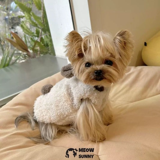 Original thickened sleeveless fleece hooded sweatshirt for small dogs