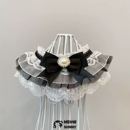 Pet Bib Bandana Elite Style with Black Lace Bowknot